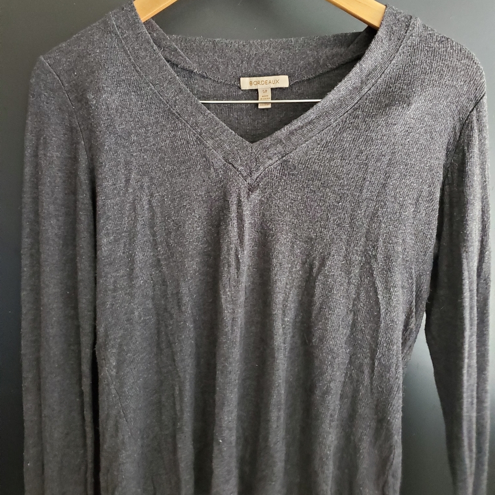 Bordeaux Simple Grey Long Sleeve Top